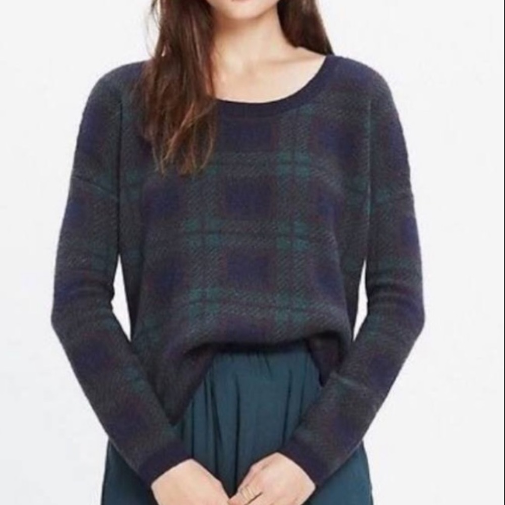 Madewell Blue & Green Tartan Plaid Sweater